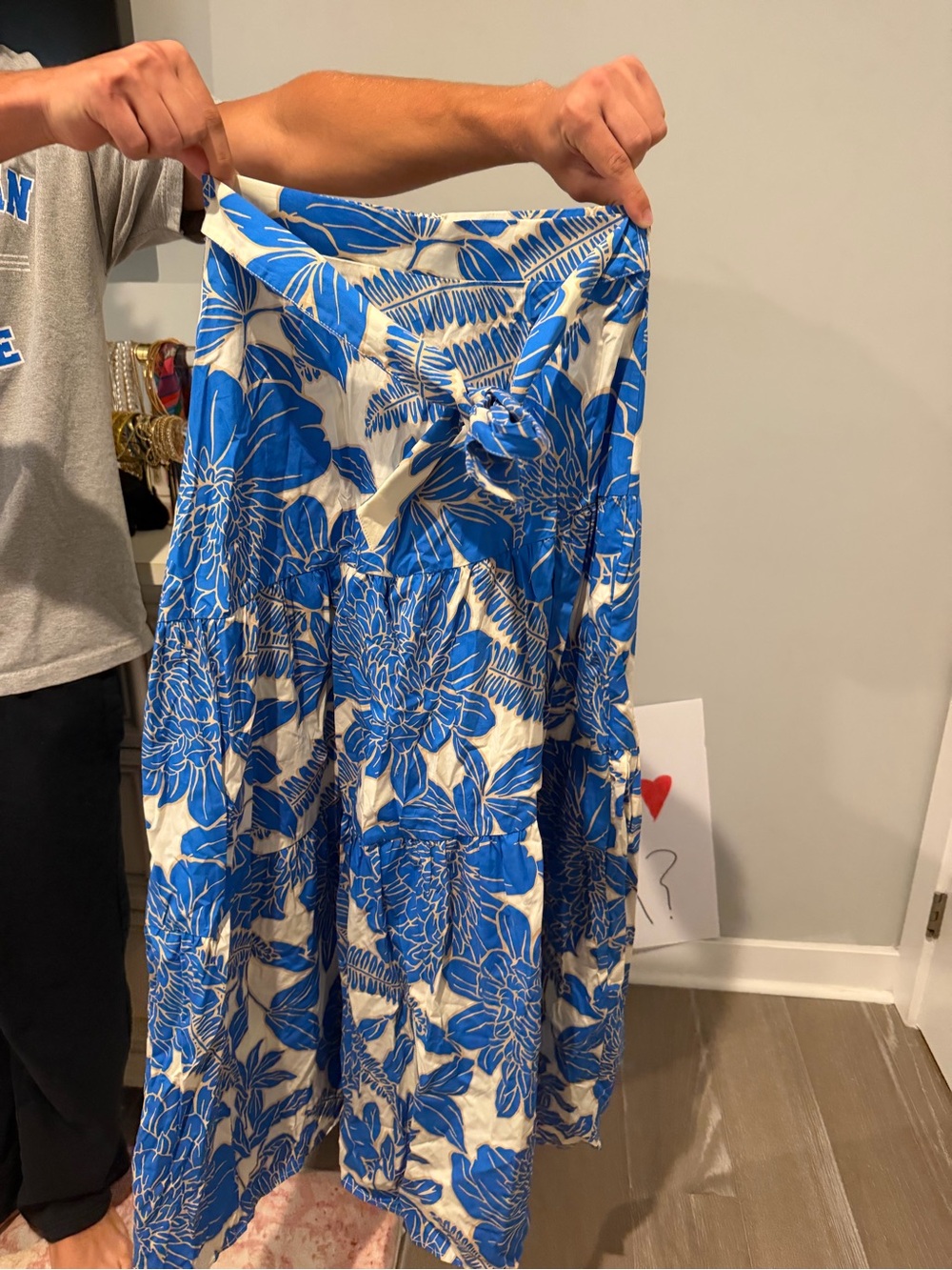 Olivaceous Blue and Cream Floral Dress